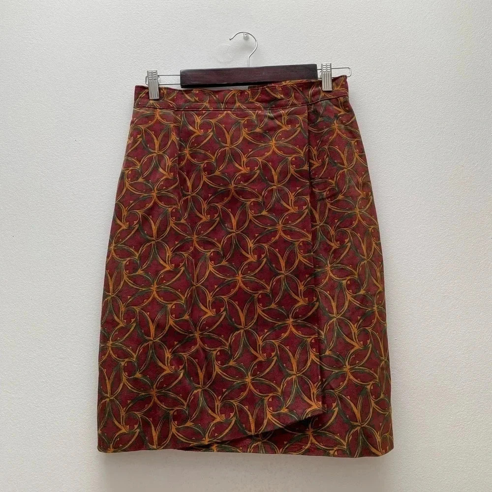 VINTAGE - Stunning Unique Danier Leather Suede Faux Wrap Skirt